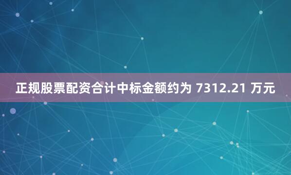 正规股票配资合计中标金额约为 7312.21 万元