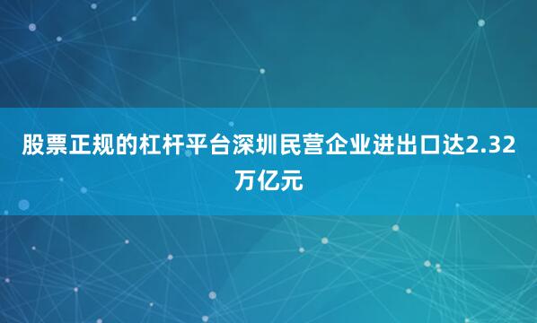 股票正规的杠杆平台深圳民营企业进出口达2.32万亿元